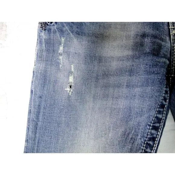 Miss Me‎ Cuffed Capri Crop Stretch Jeans Womens Size 28 Blue - Picture 3 of 13